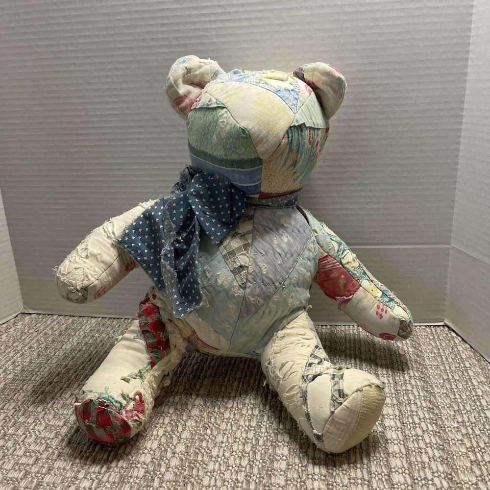 Hand Crafted Quilt Bear very good condition‎ LOTS OF LOVE LEFT IN THIS GUY